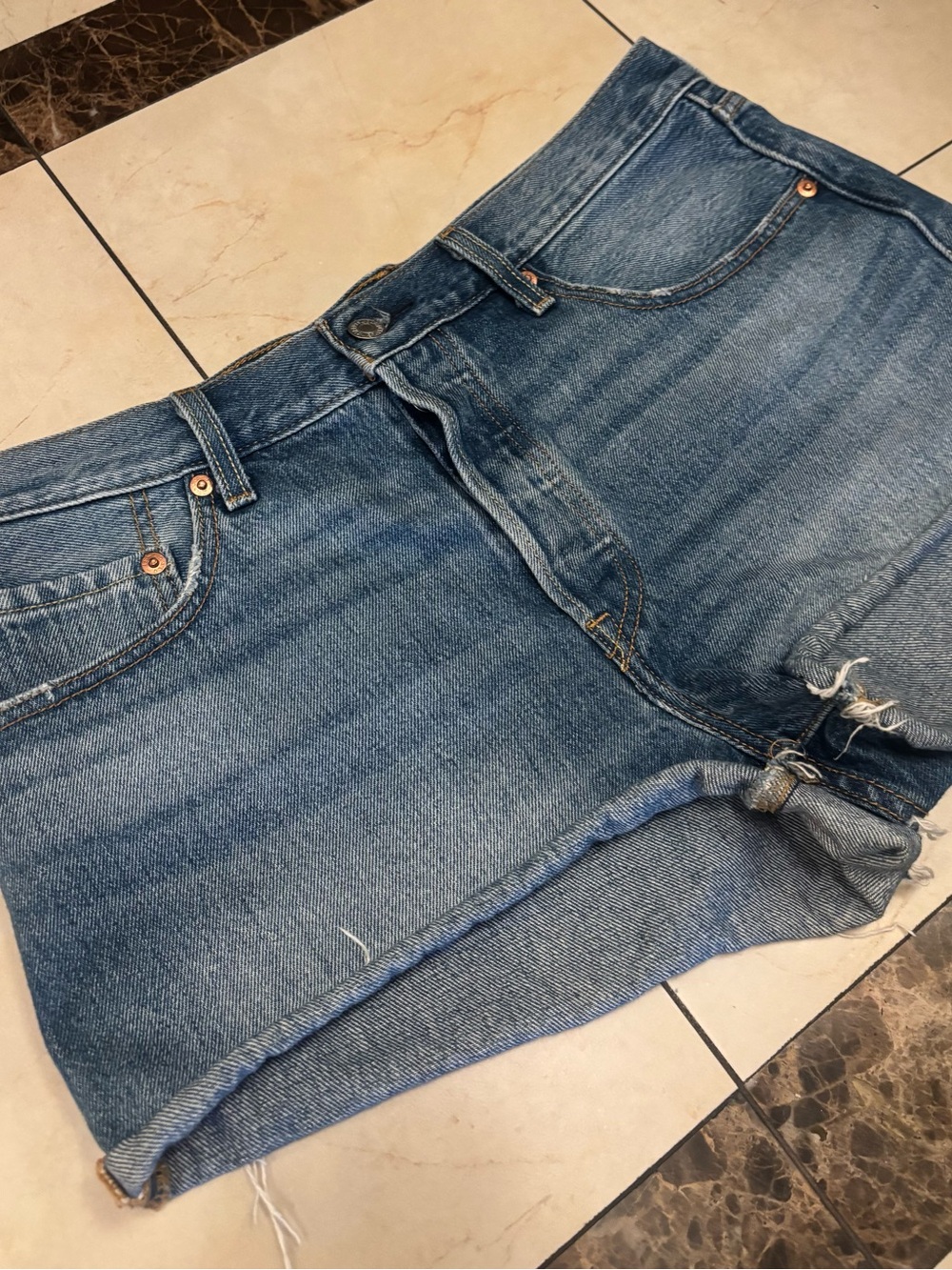 Levi's ORIGINAL Light Blue Denim Jean Cut Offs | Size 31